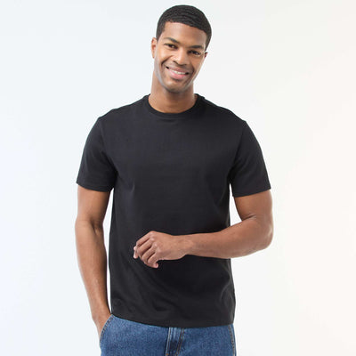 Round-neck cotton T-shirt BLACK