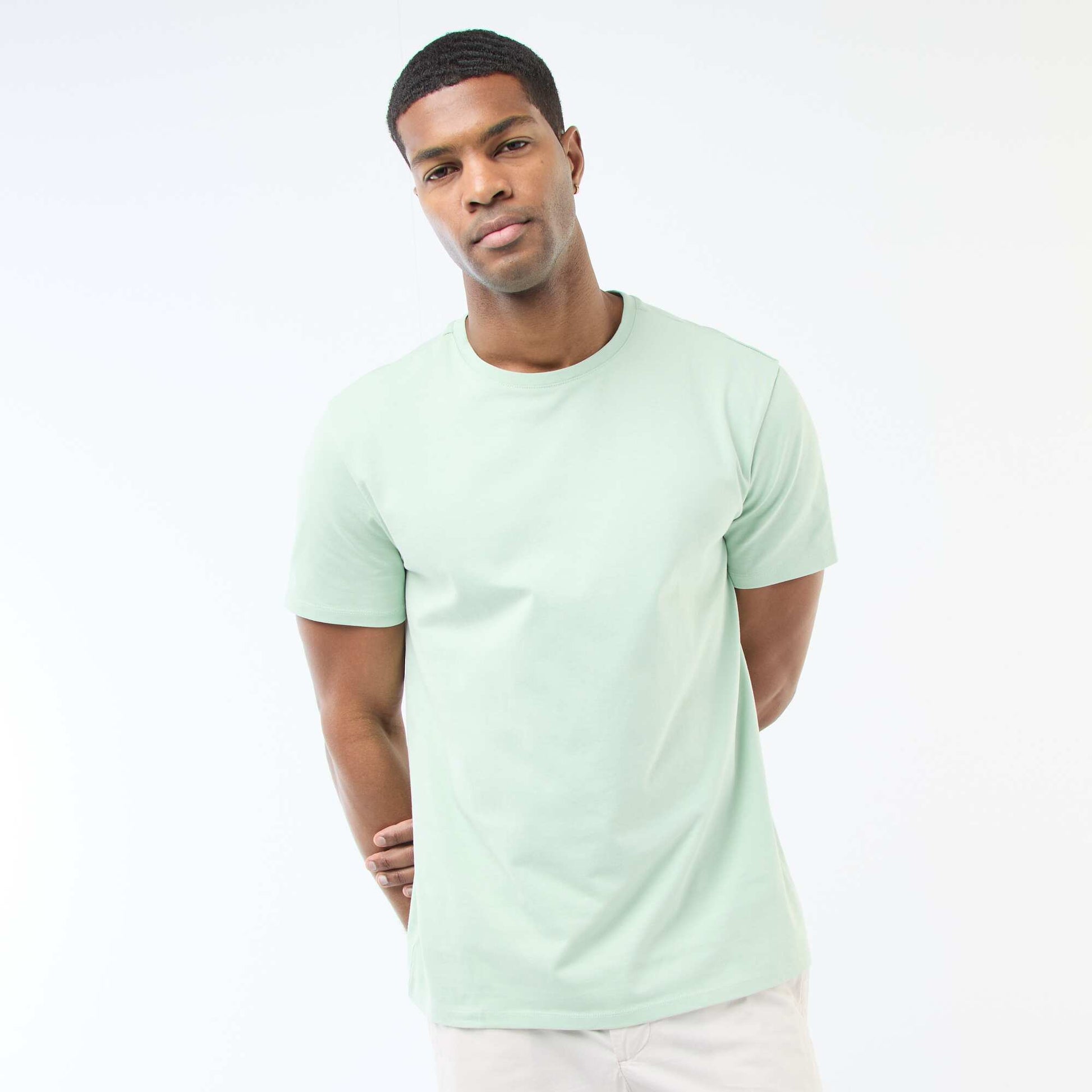 Round-neck cotton T-shirt GREEN
