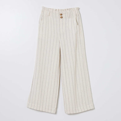 Striped straight-leg trousers BEIGE