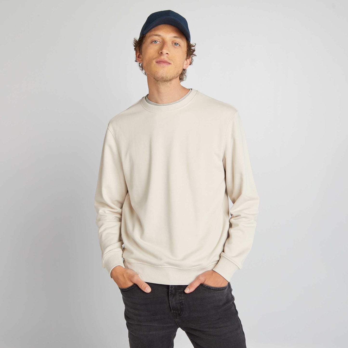 Plain lightweight sweatshirt fabric sweater GREY