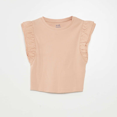 T-shirt with ruffled sleeves PINK