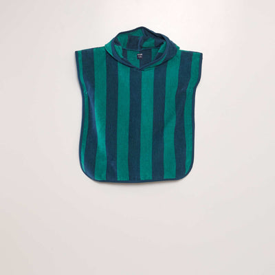 Two-tone striped hooded towel WHITE
