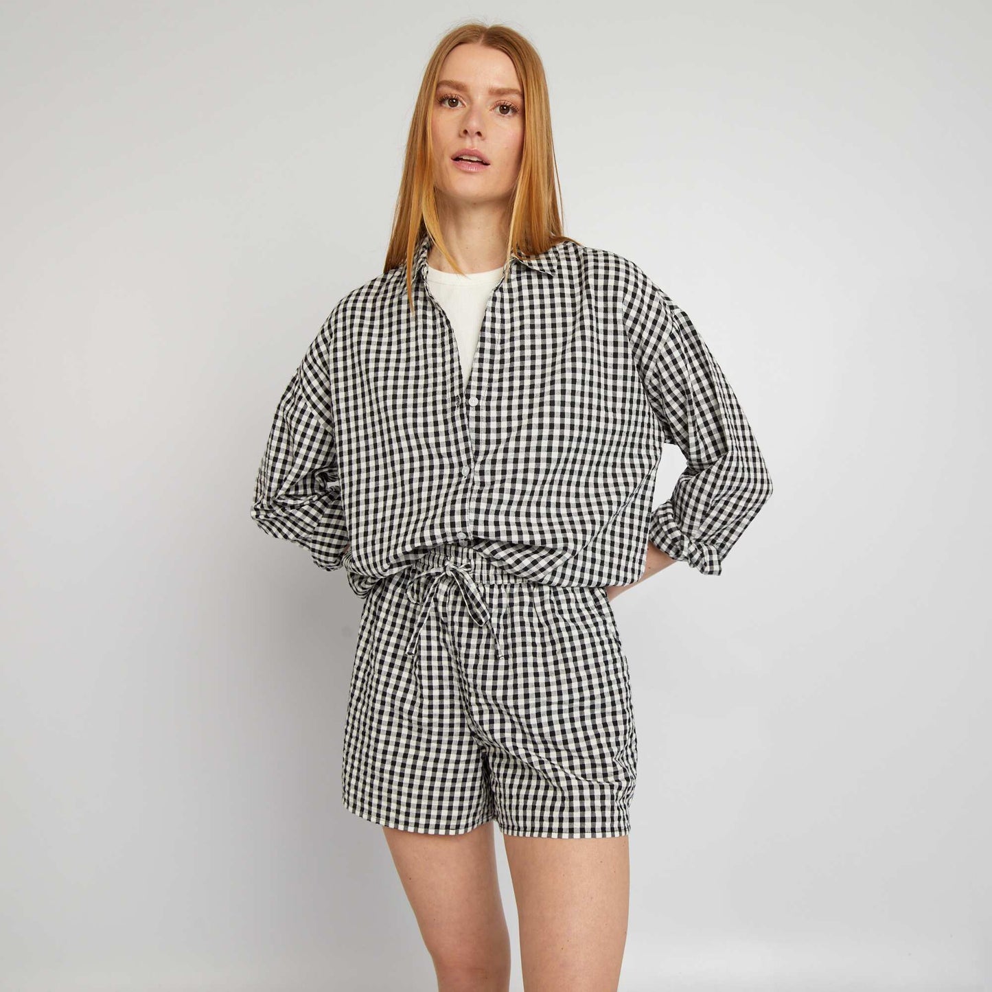 Gingham checked shirt BLACK