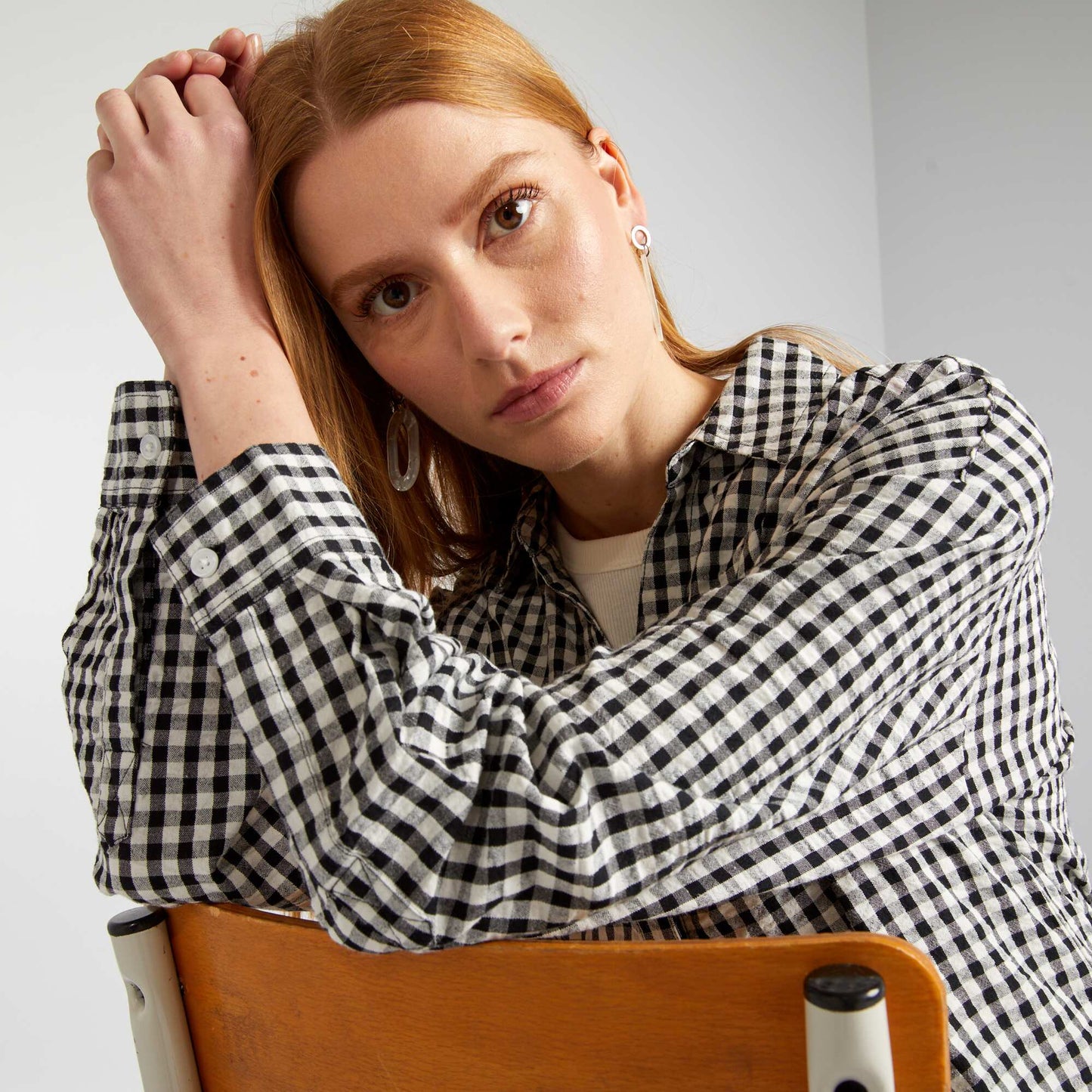 Gingham checked shirt BLACK