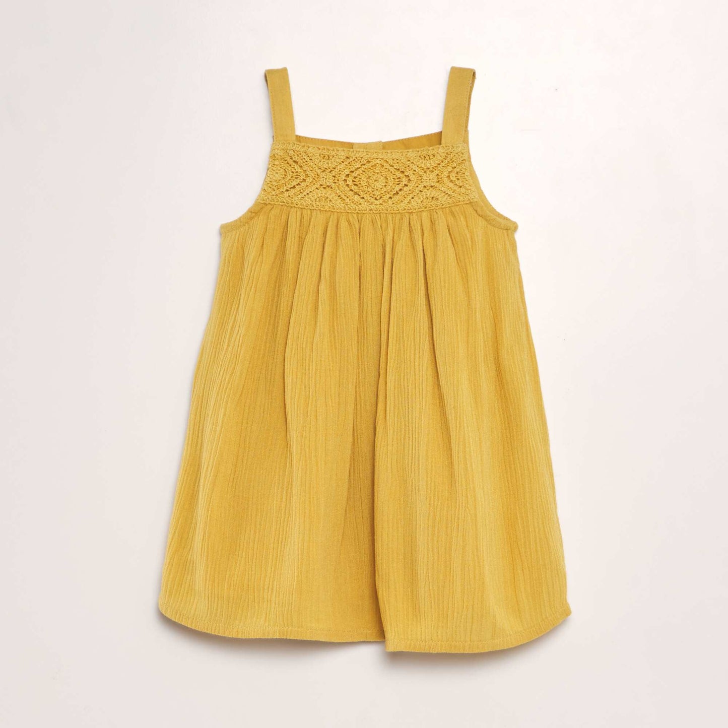 Flared dress with embroidery YELLOW