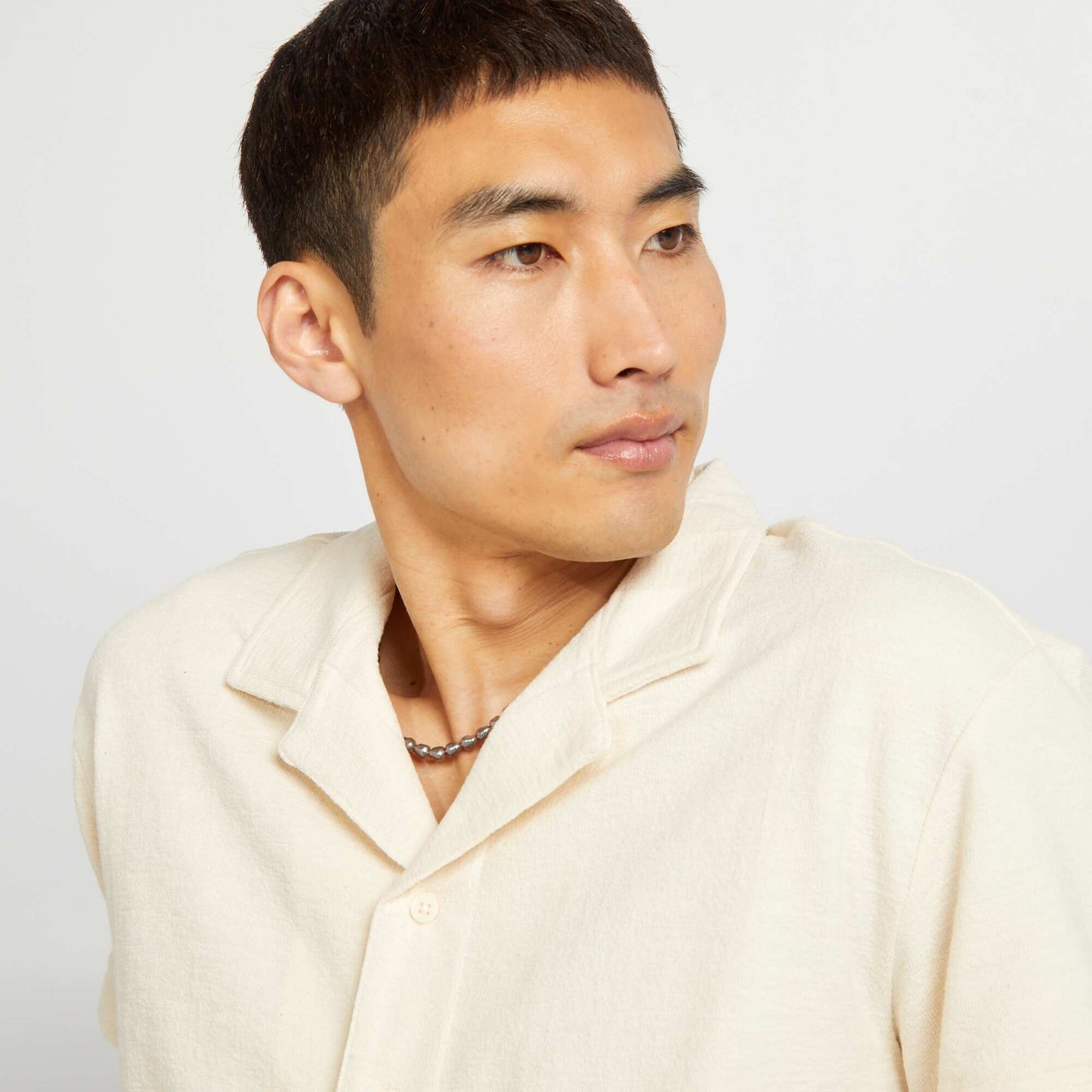 Short-sleeved shirt with polo collar WHITE