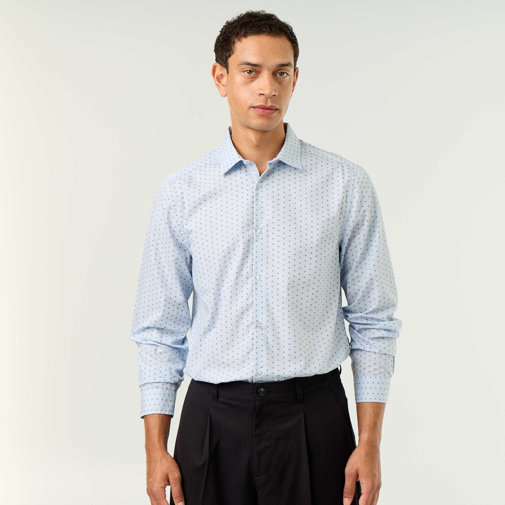 Polka Dot Straight/Regular Fit Shirt BLUE