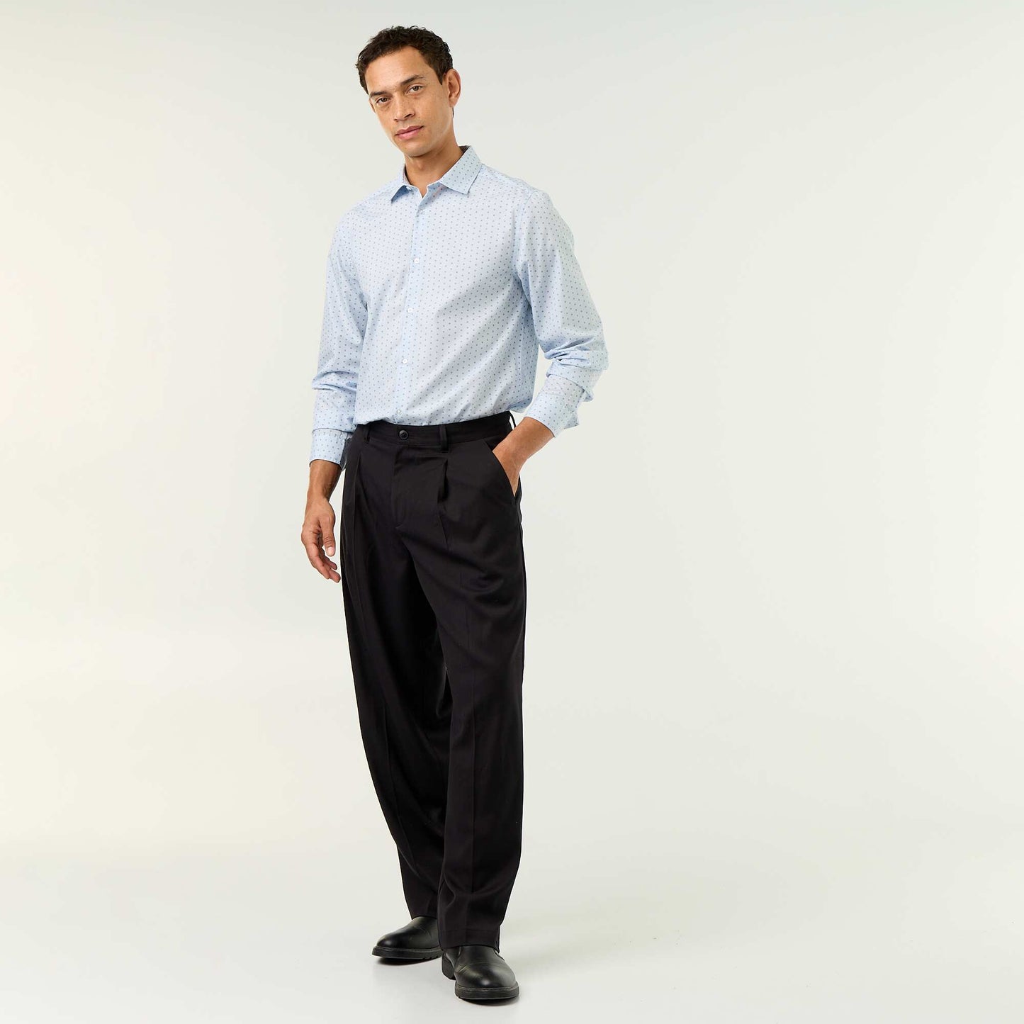 Polka Dot Straight/Regular Fit Shirt BLUE