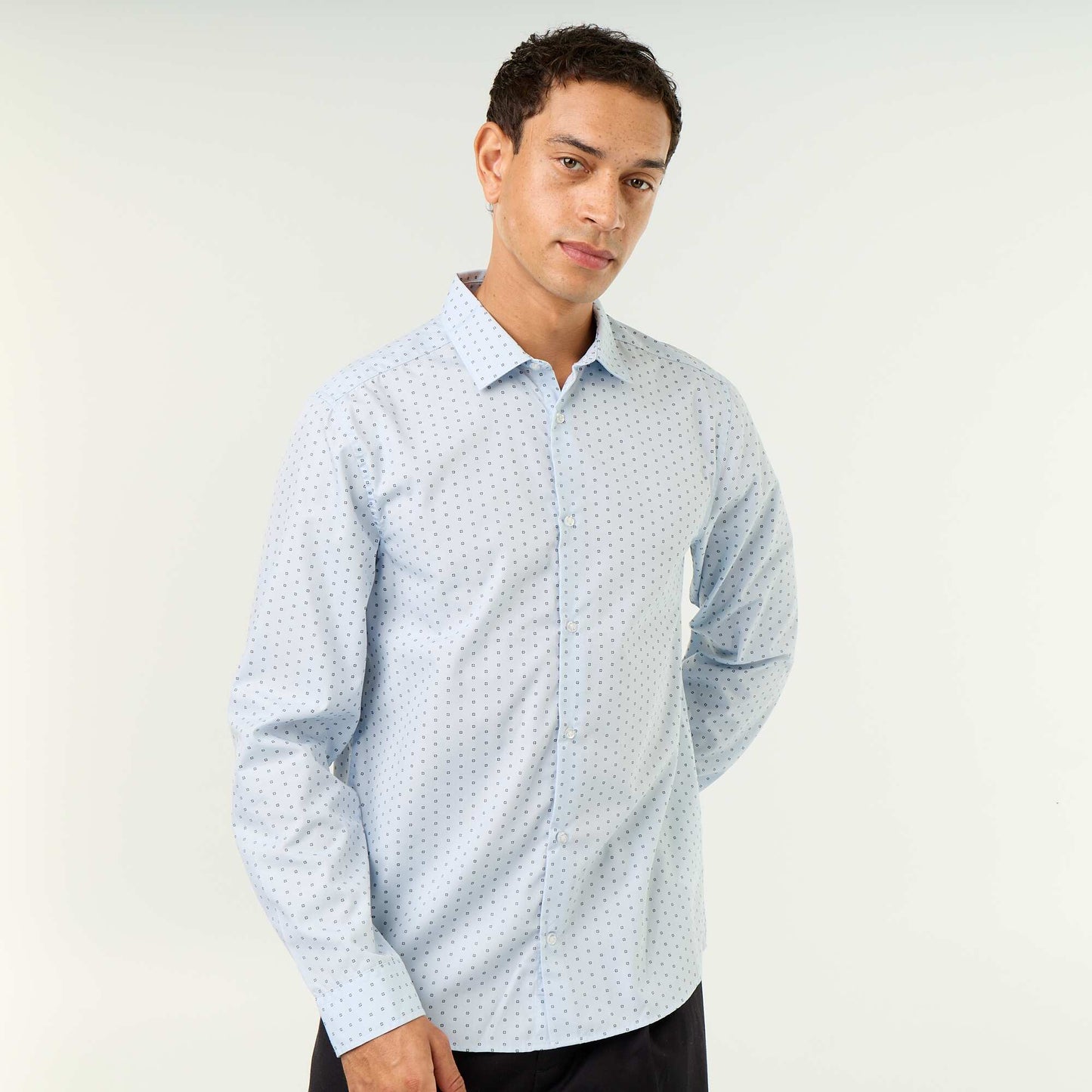 Polka Dot Straight/Regular Fit Shirt BLUE