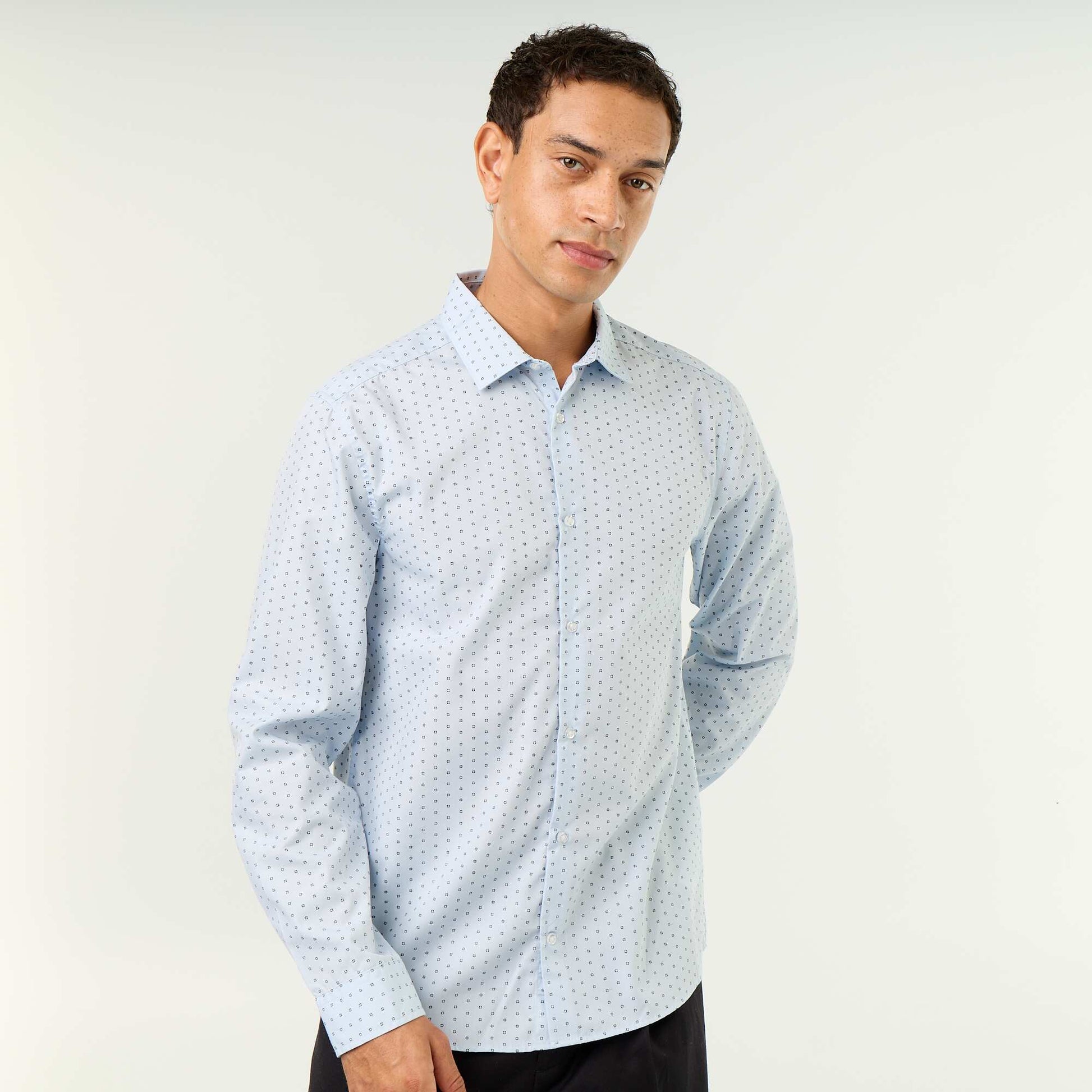 Polka Dot Straight/Regular Fit Shirt BLUE