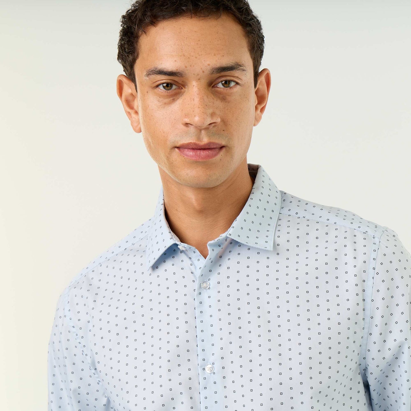 Polka Dot Straight/Regular Fit Shirt BLUE