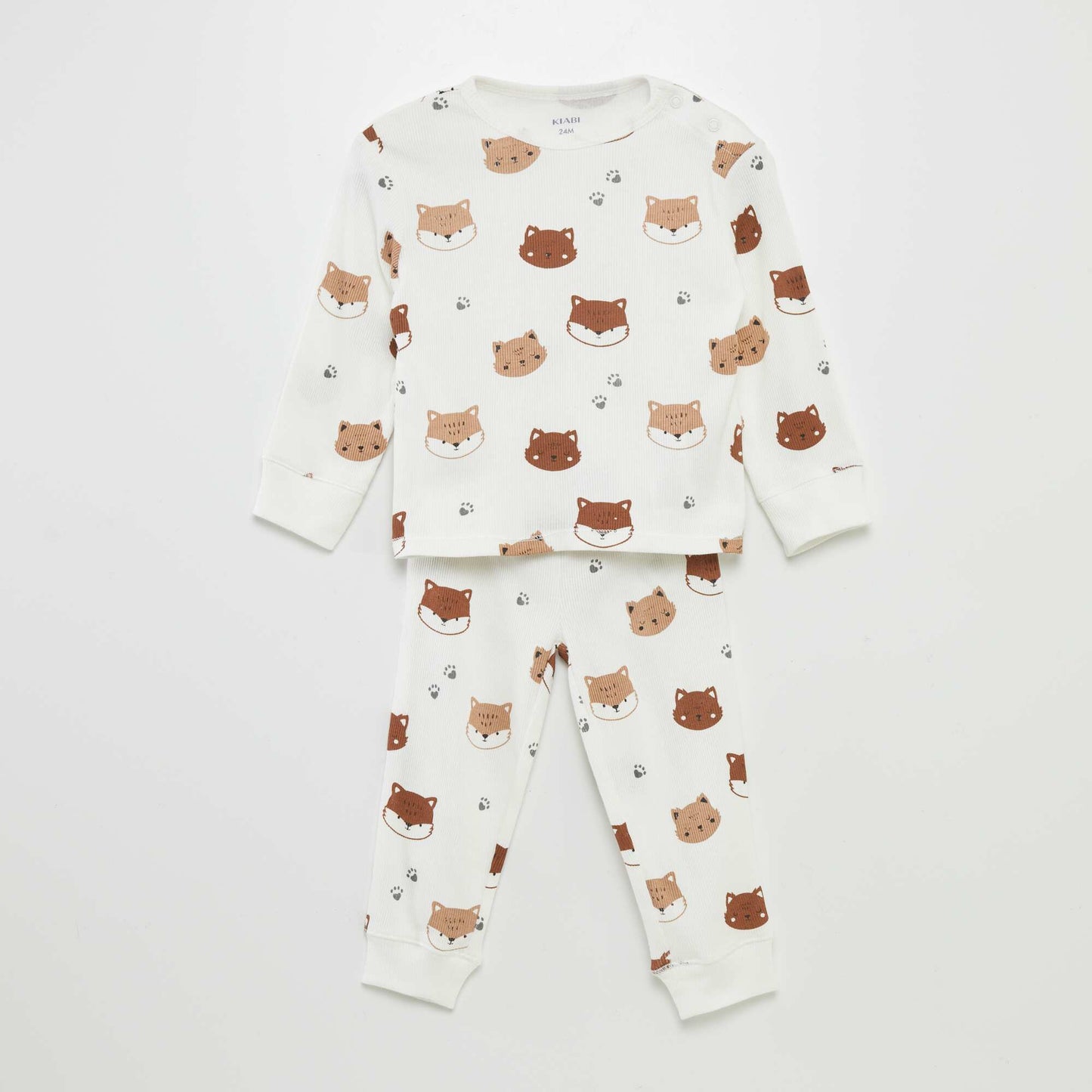 2-piece printed ribbed pyjamas WHITE