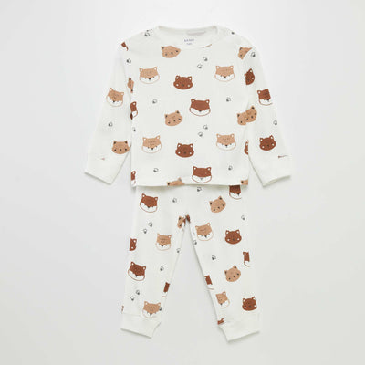 2-piece printed ribbed pyjamas WHITE
