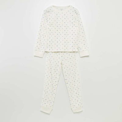2-piece printed ribbed pyjamas WHITE