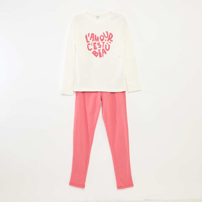 T-shirt and trousers pyjama set - 2-piece set WHITE
