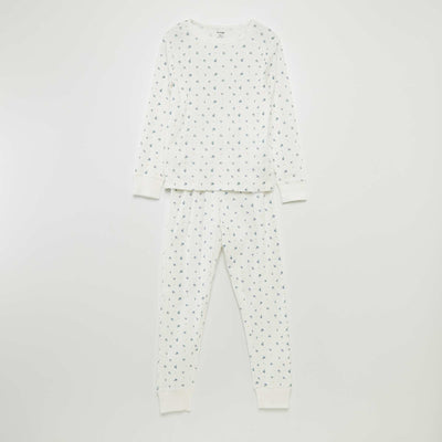 T-shirt + trousers long pyjama set - 2-piece set WHITE