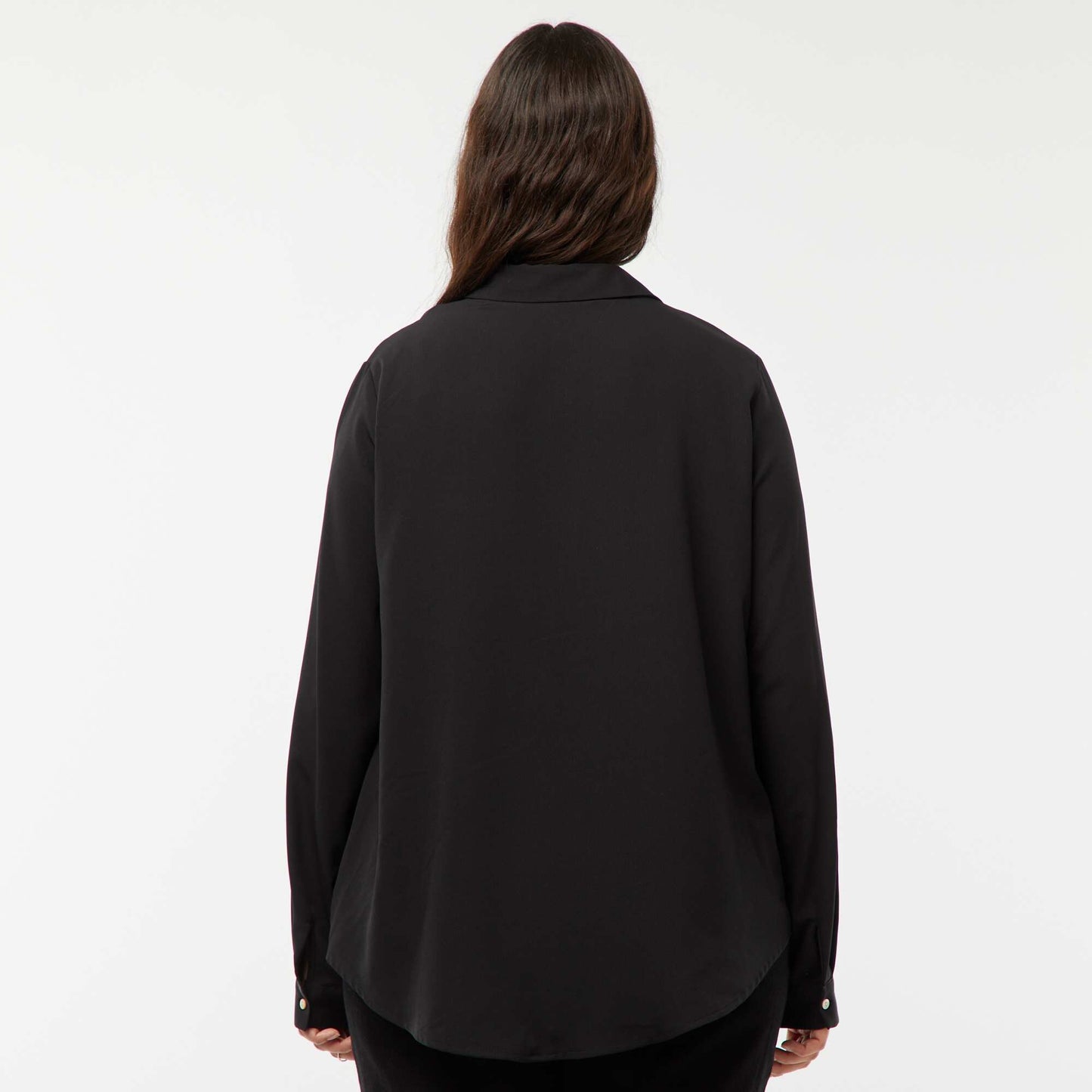 Crepe Knit Flowy Blouse BLACK