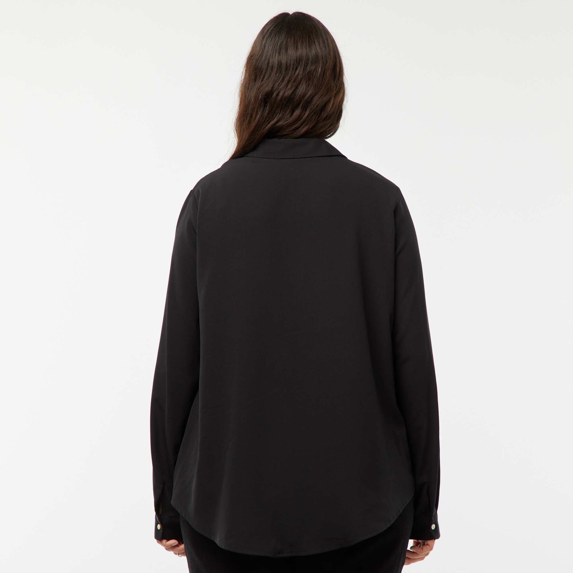 Crepe Knit Flowy Blouse BLACK