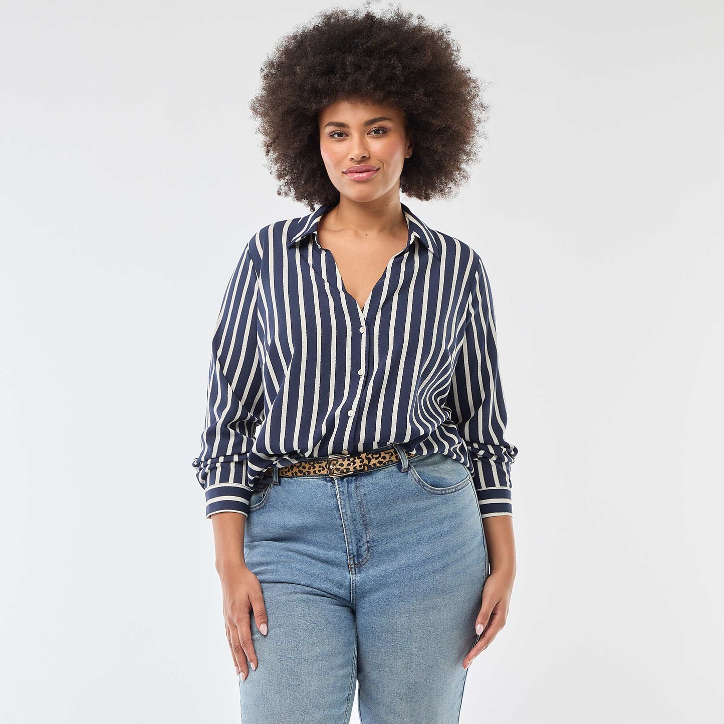 Flowing crepe knit blouse BLUE