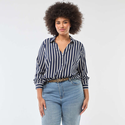 Flowing crepe knit blouse BLUE