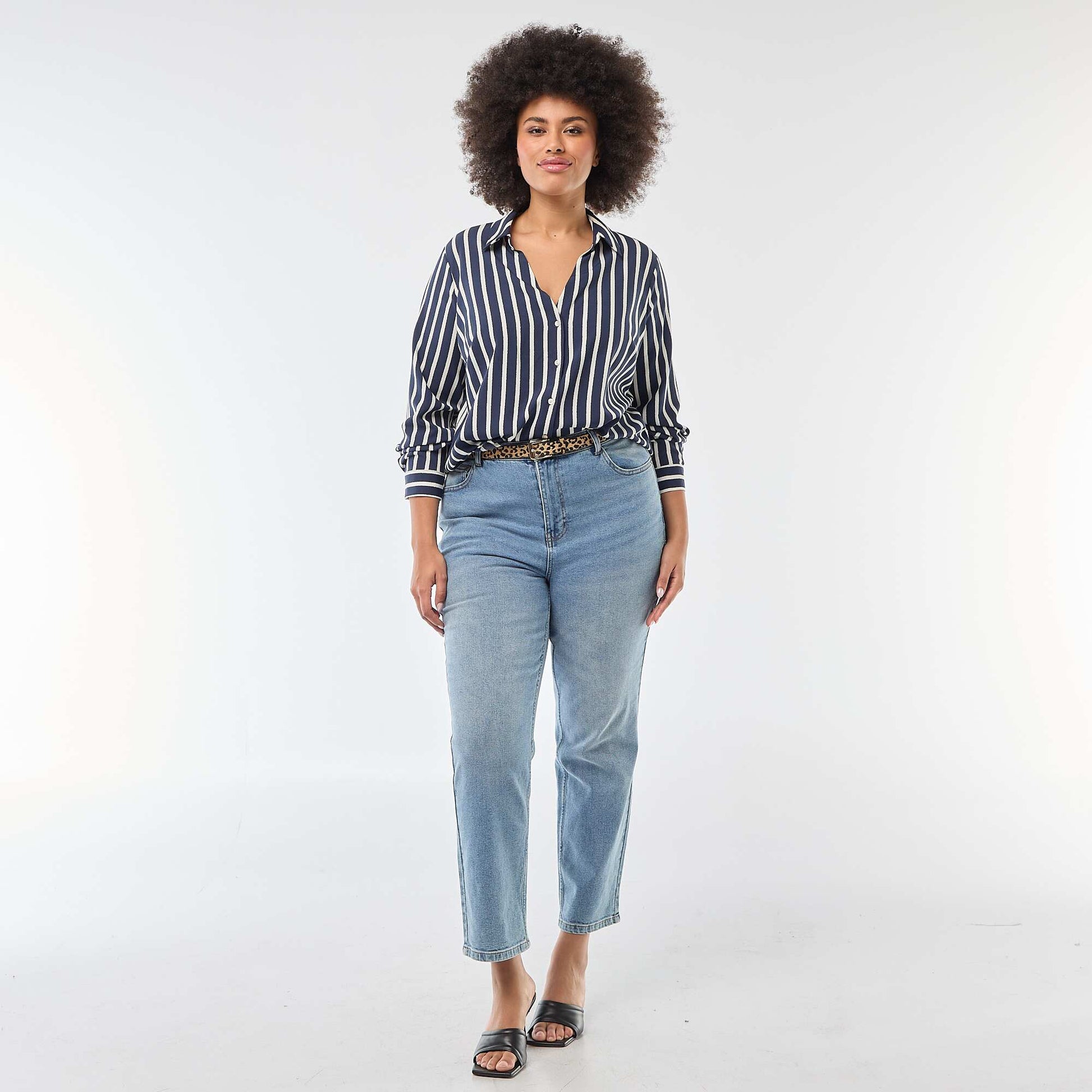 Flowing crepe knit blouse BLUE