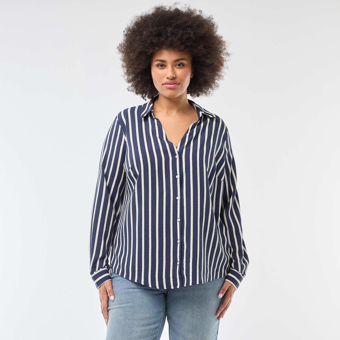 Flowing crepe knit blouse BLUE