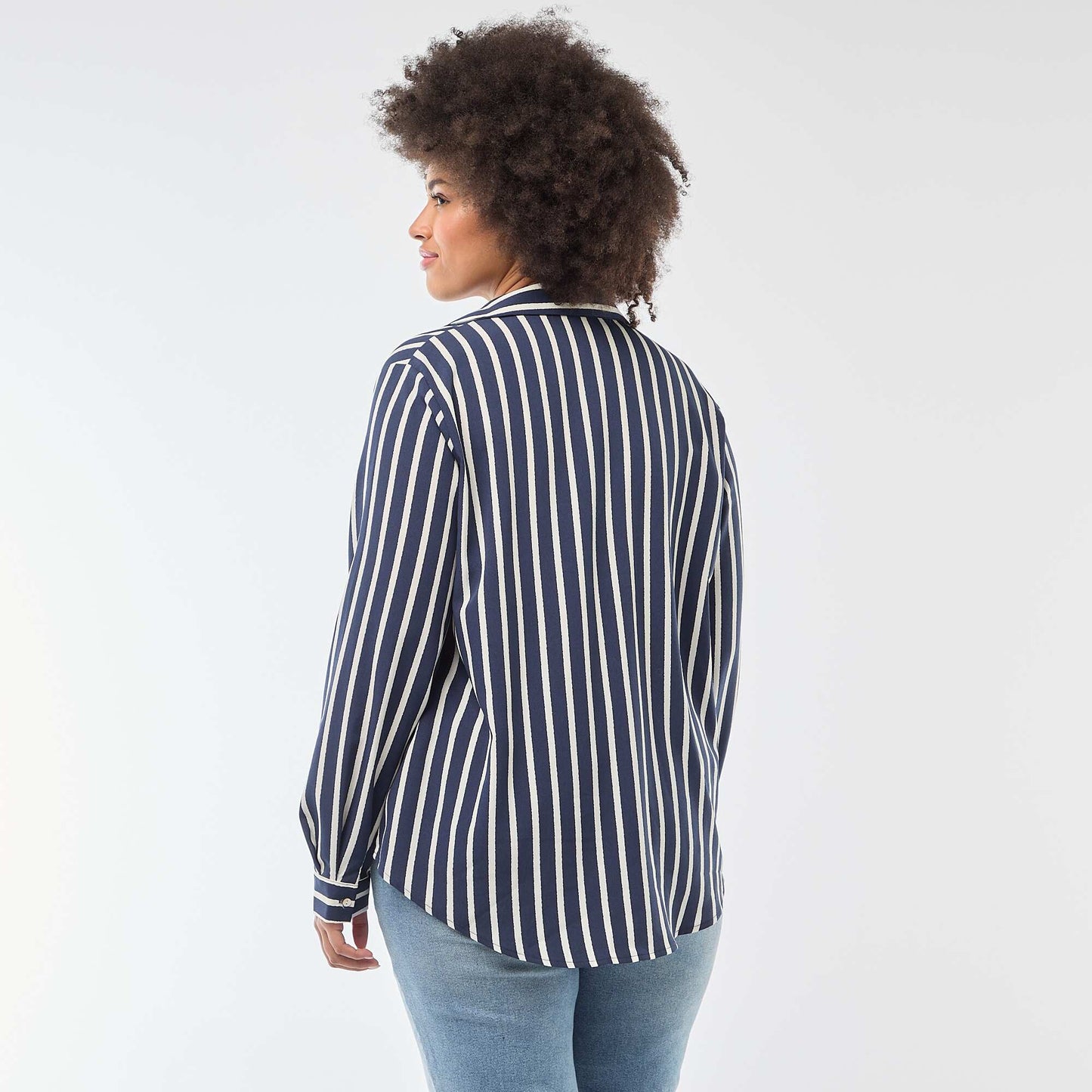 Flowing crepe knit blouse BLUE