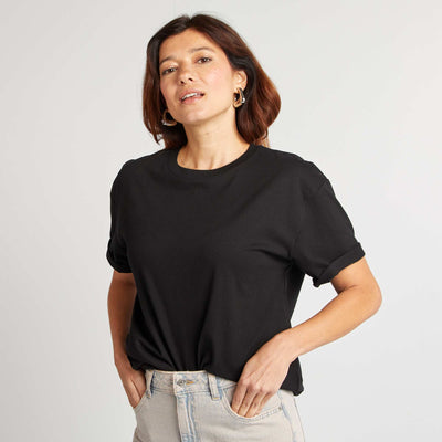 Oversized round neck T-shirt BLACK