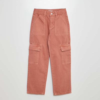 Multi-pocket denim trousers PINK
