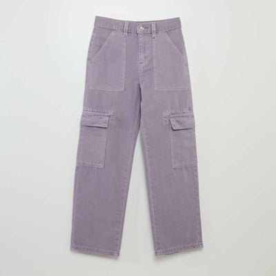 Multi-pocket denim trousers PURPLE