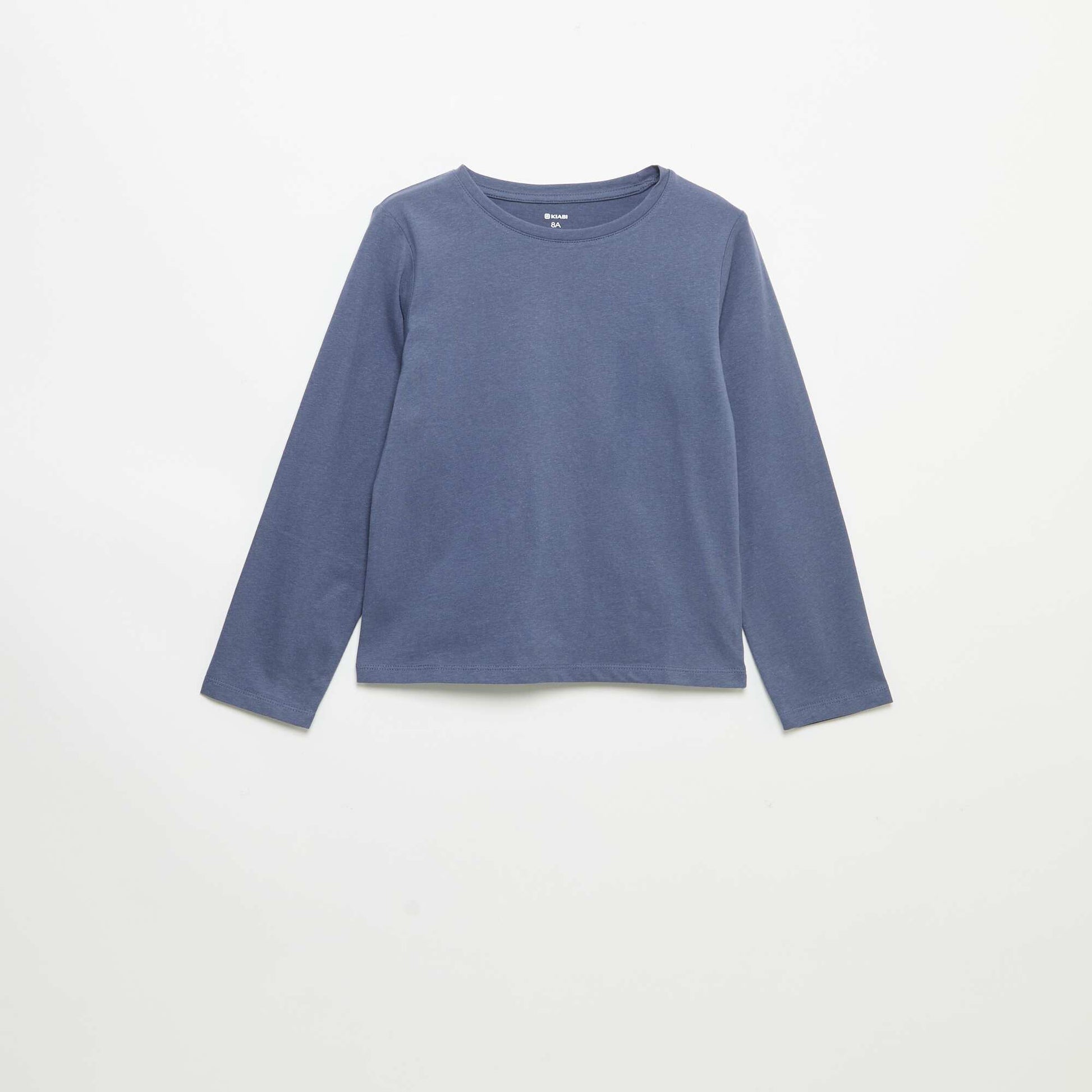 Plain long-sleeved T-shirt BLUE