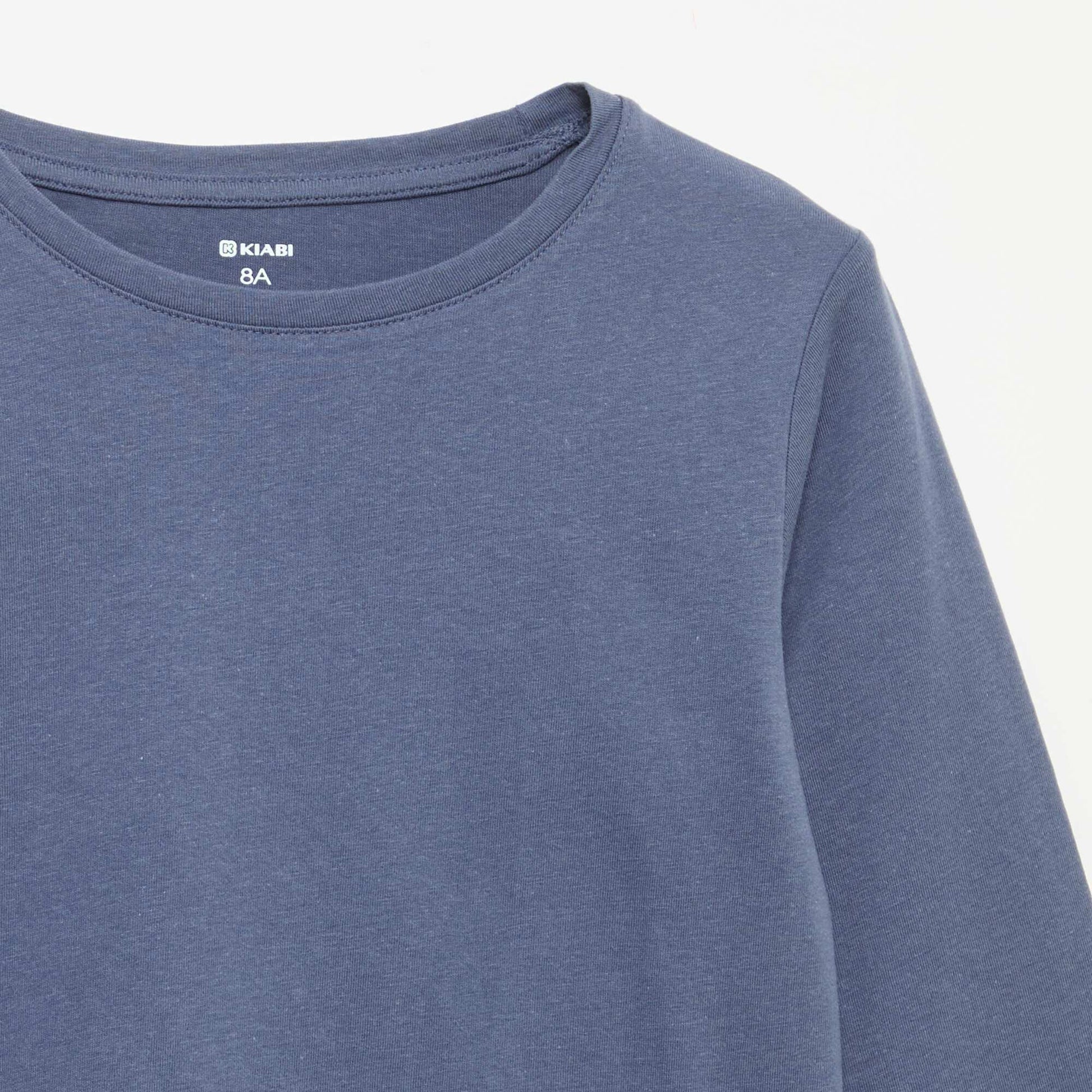 Plain long-sleeved T-shirt BLUE