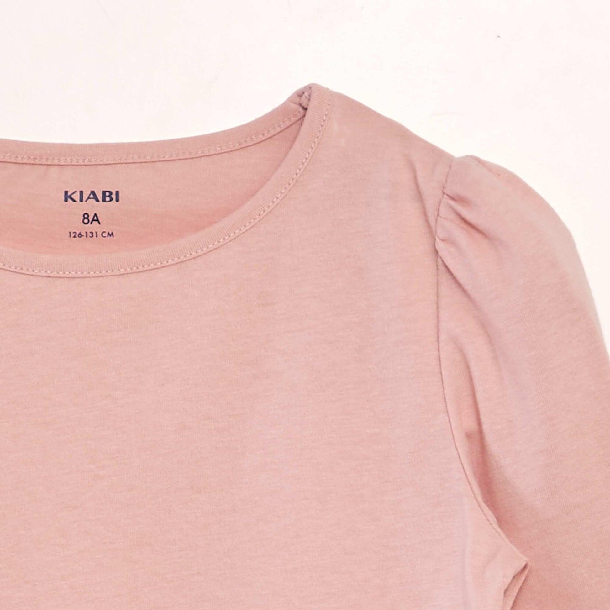 Plain T-shirt with gathered shoulders PINK