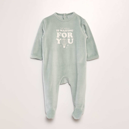 Velour sleepsuit GREEN