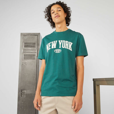 Round-neck jersey 'New York' T-shirt GREEN