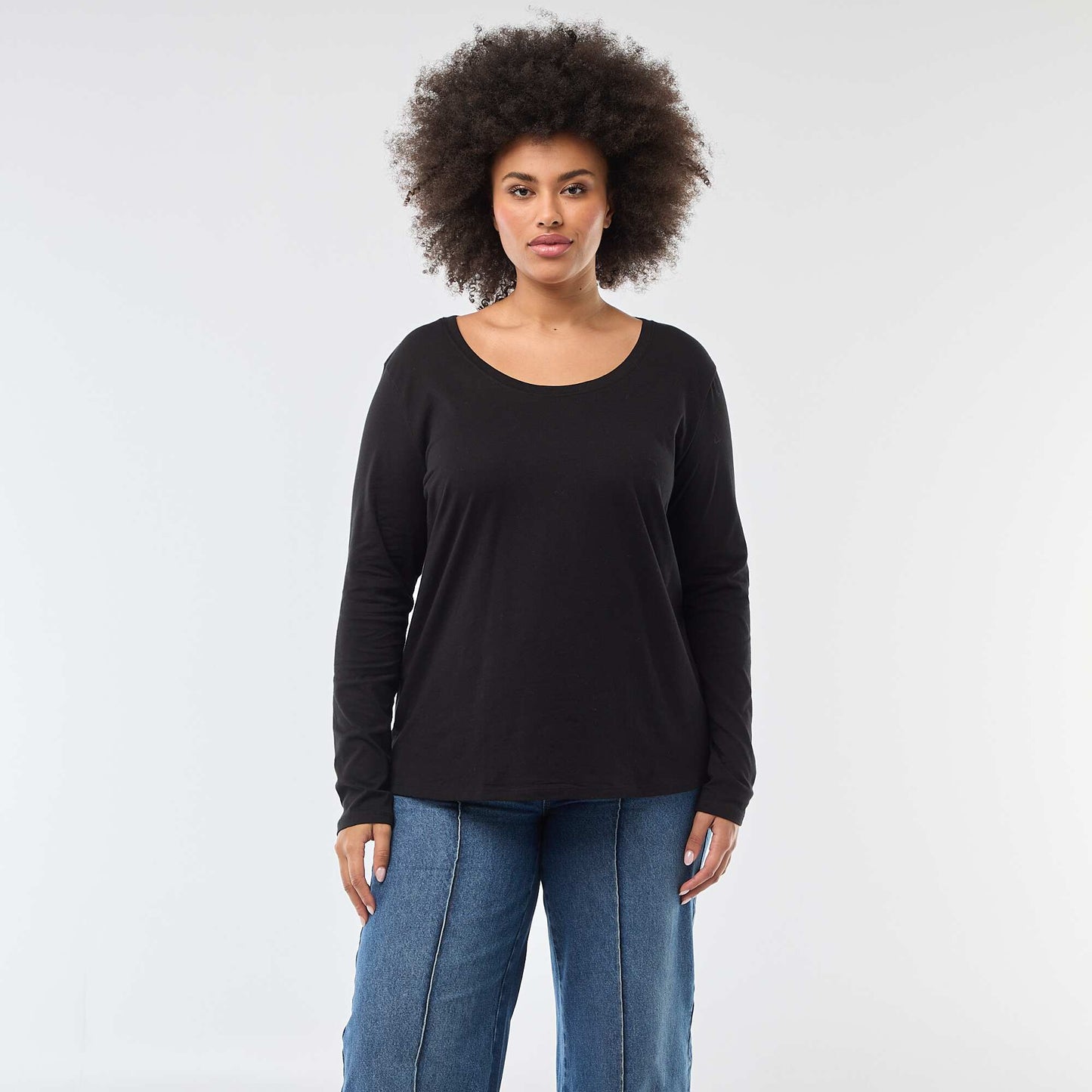 Plain Jersey Long-Sleeve T-shirt BLACK