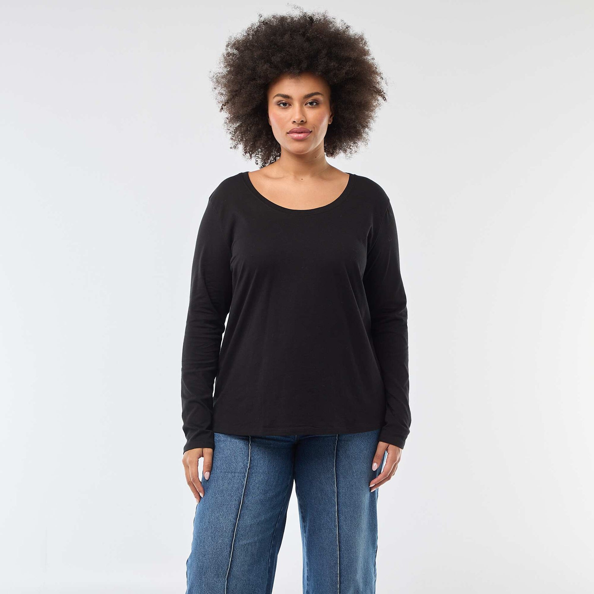 Plain Jersey Long-Sleeve T-shirt BLACK