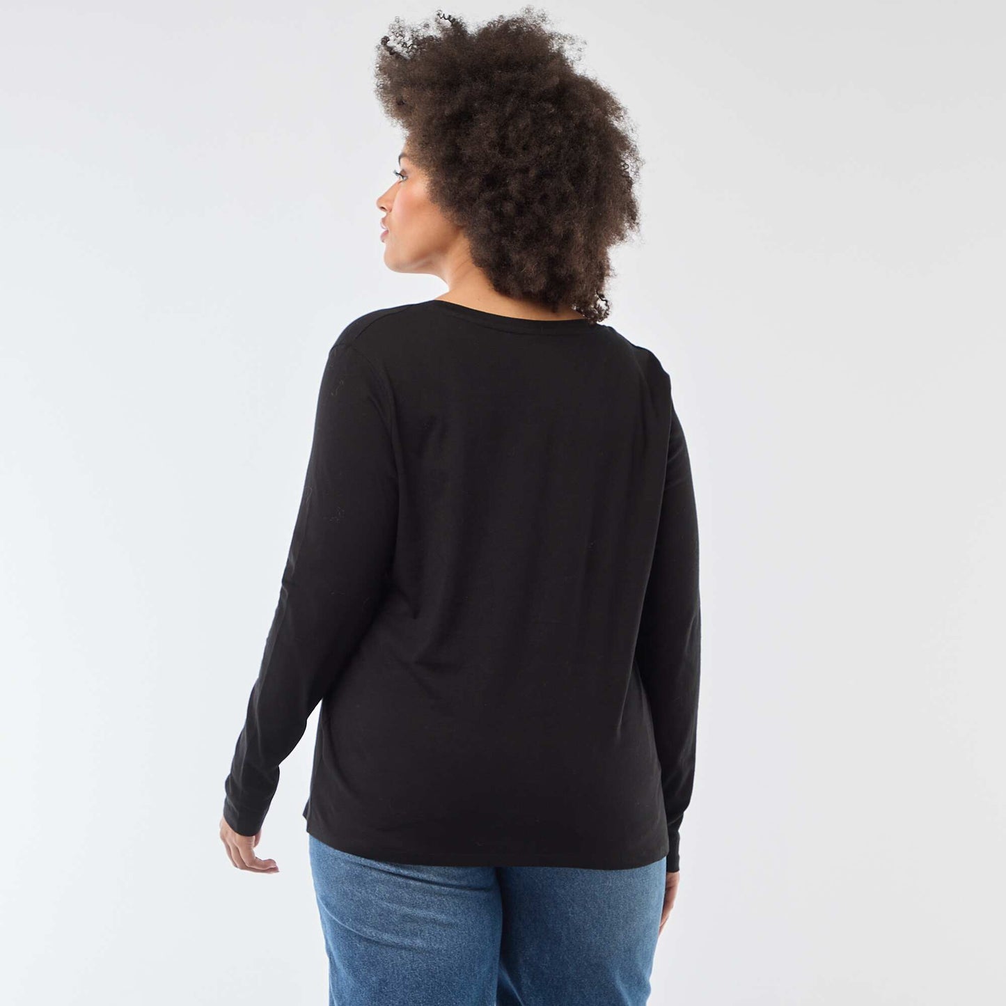Plain Jersey Long-Sleeve T-shirt BLACK