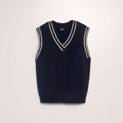 Sleeveless V-neck sweater blue