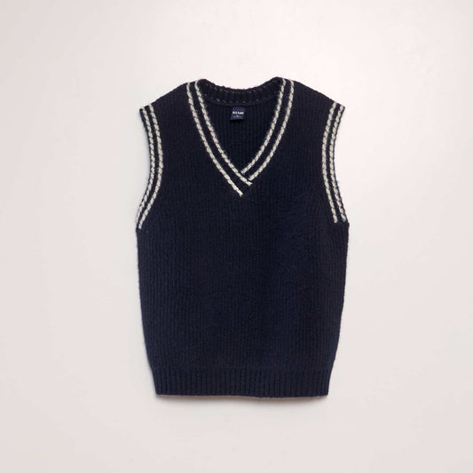 Sleeveless V-neck sweater blue