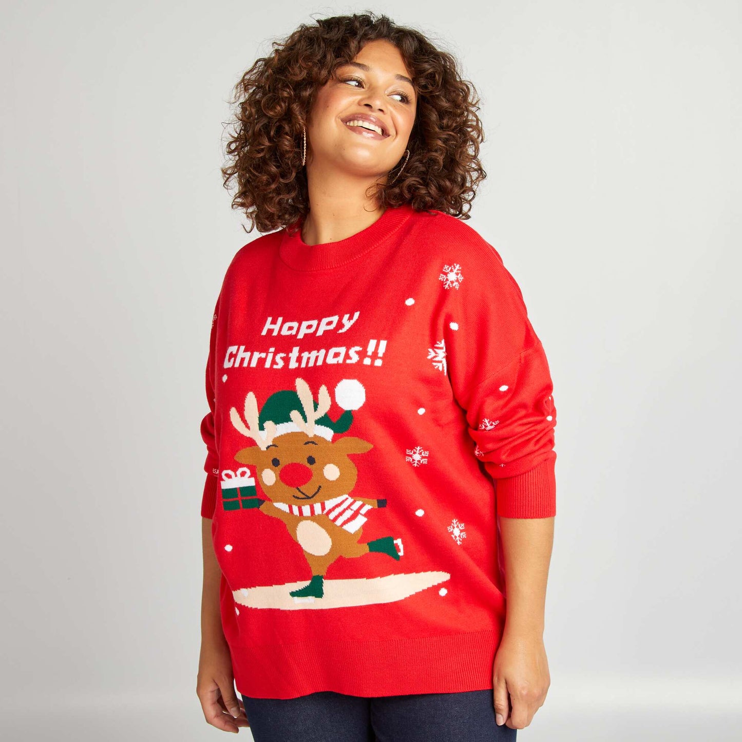 Printed Christmas jumper RED