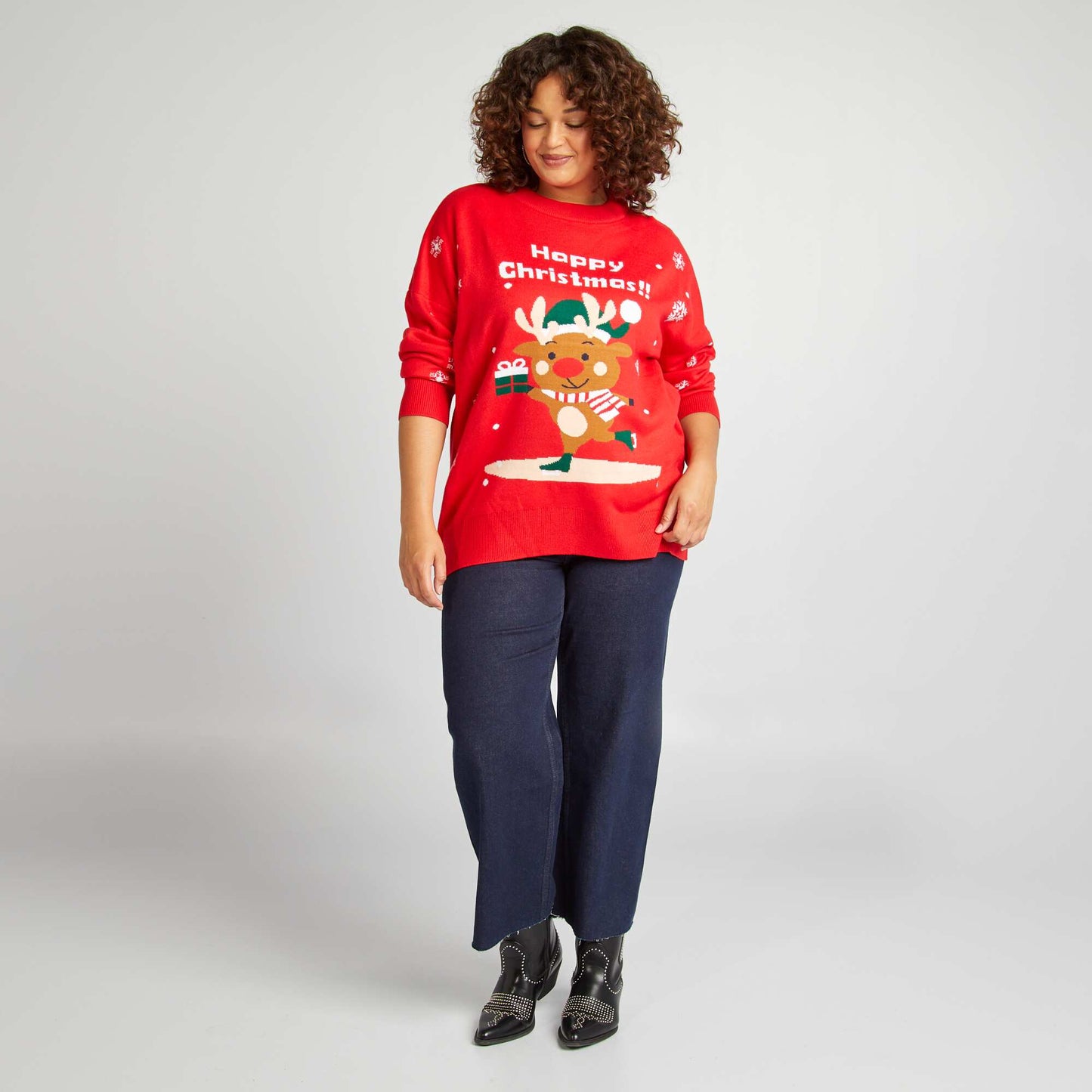 Printed Christmas jumper RED