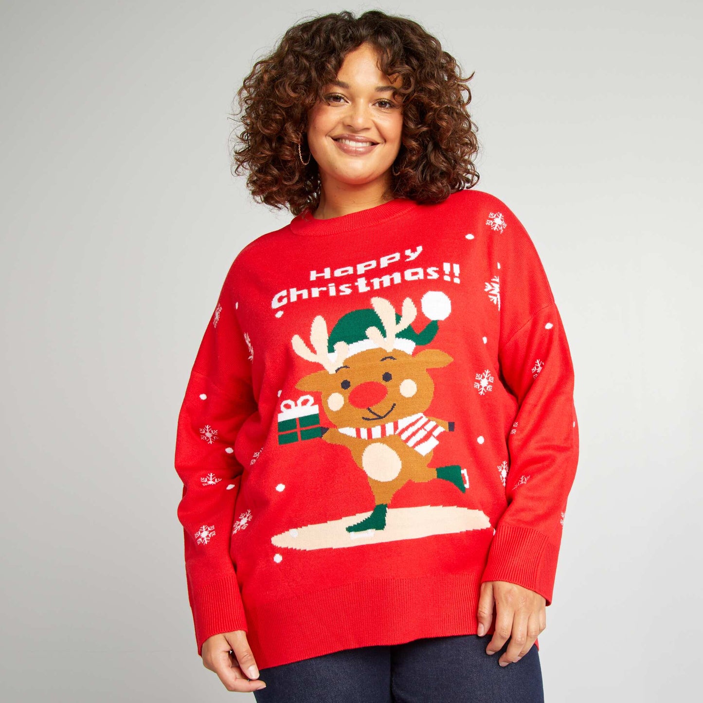 Printed Christmas jumper RED