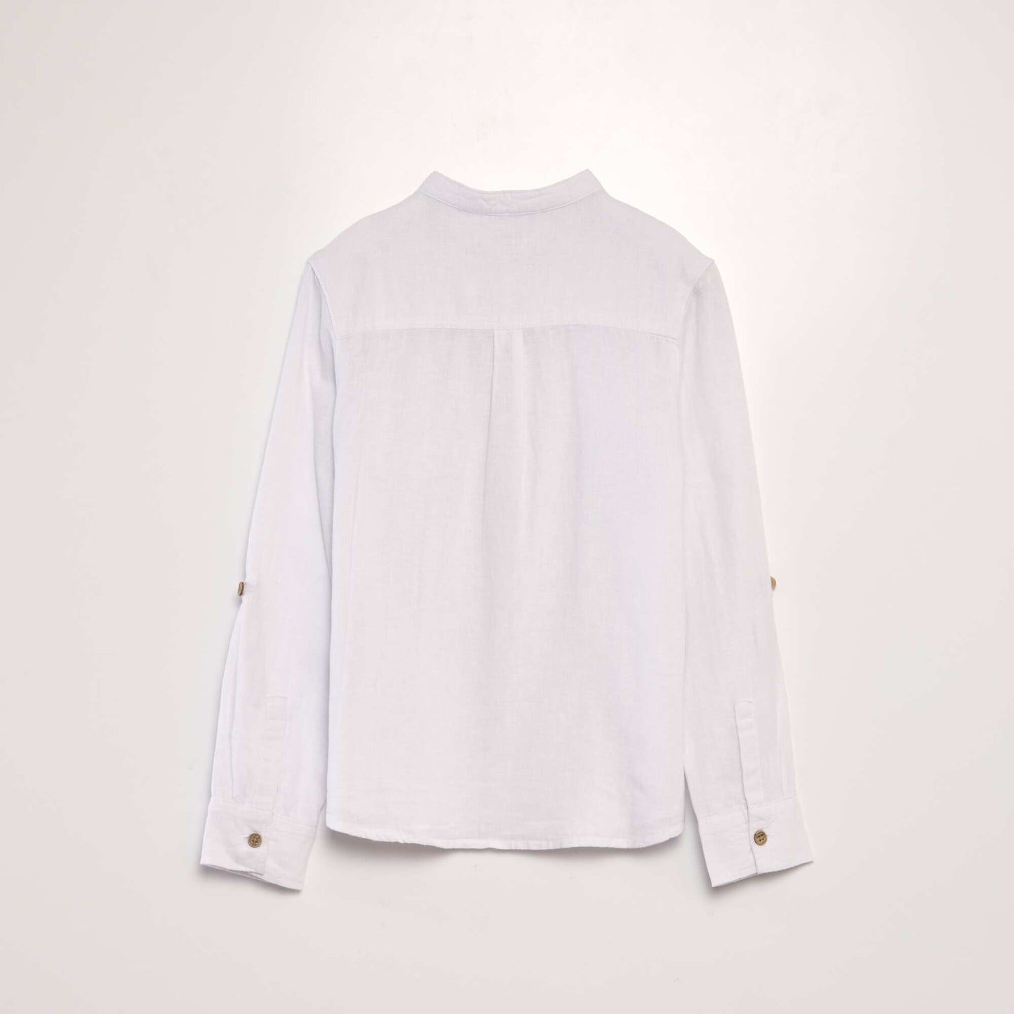 Linen-blend shirt with mandarin collar white