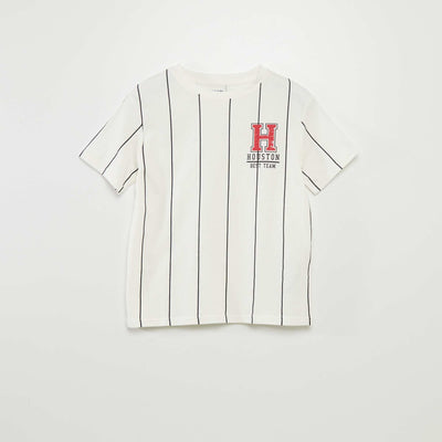 Short-sleeved baseball-style T-shirt BEIGE
