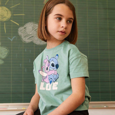 Stitch printed T-shirt GREEN