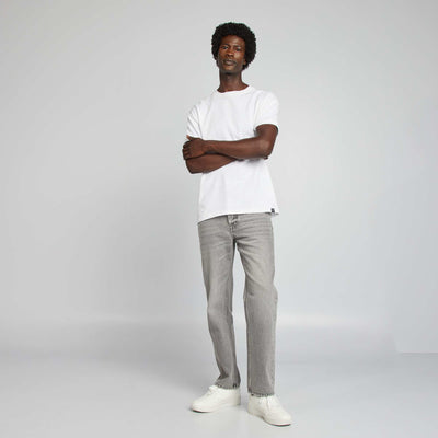 Straight-leg five-pocket denim trousers GREY