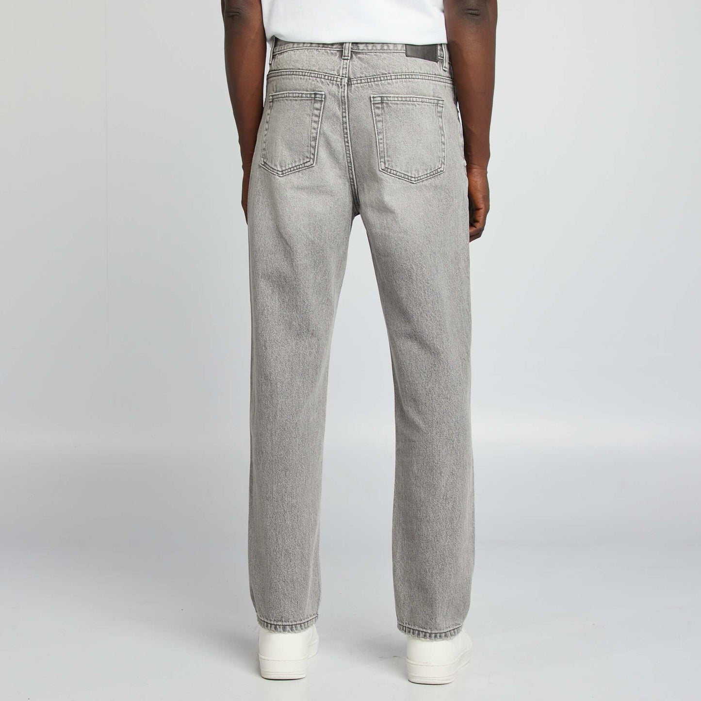 Straight-leg five-pocket denim trousers GREY