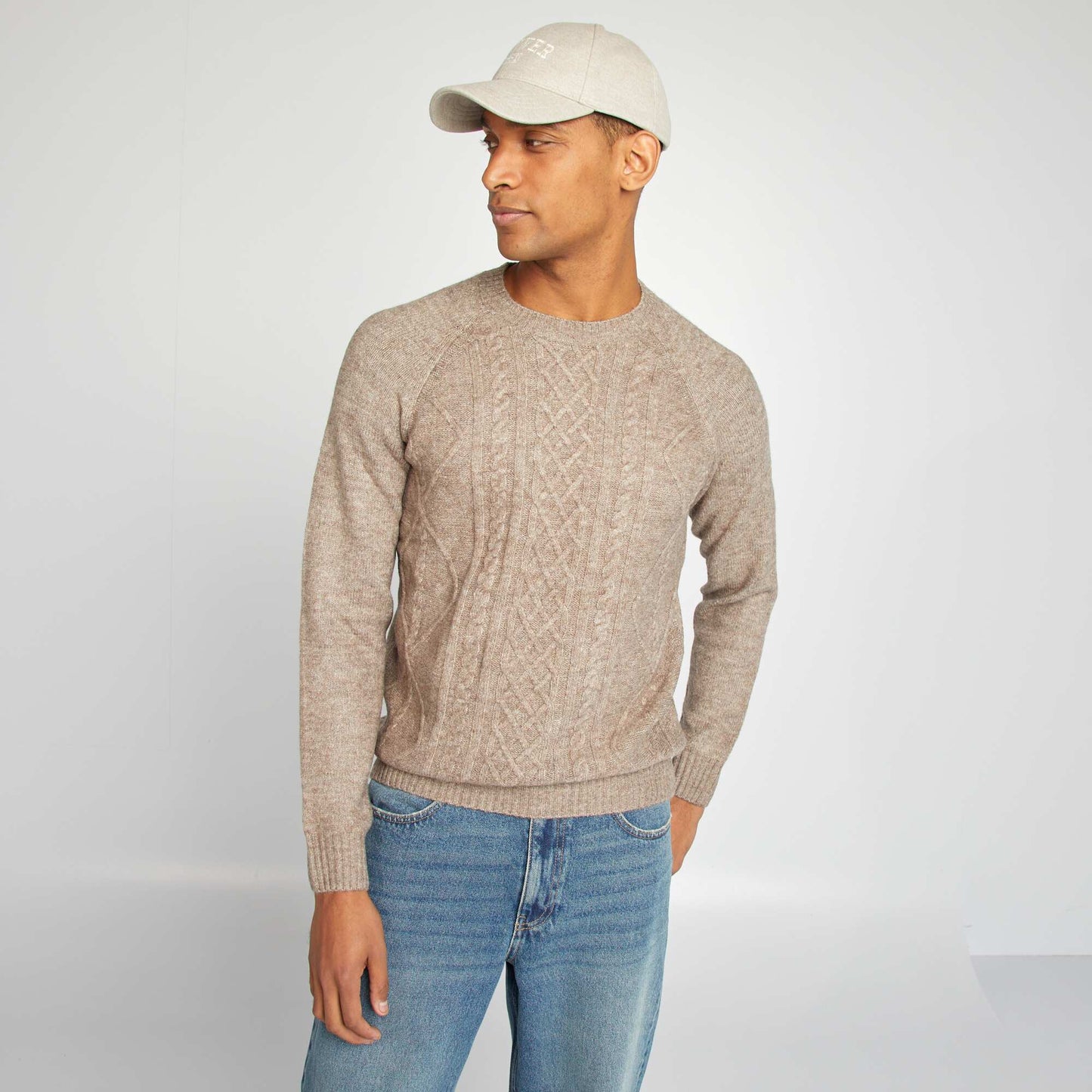 Cable-knit jumper BEIGE