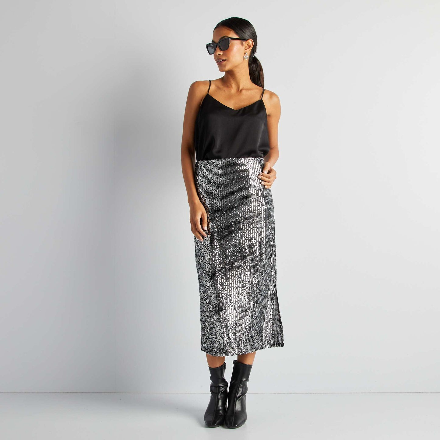 Sequined party skirt GREY